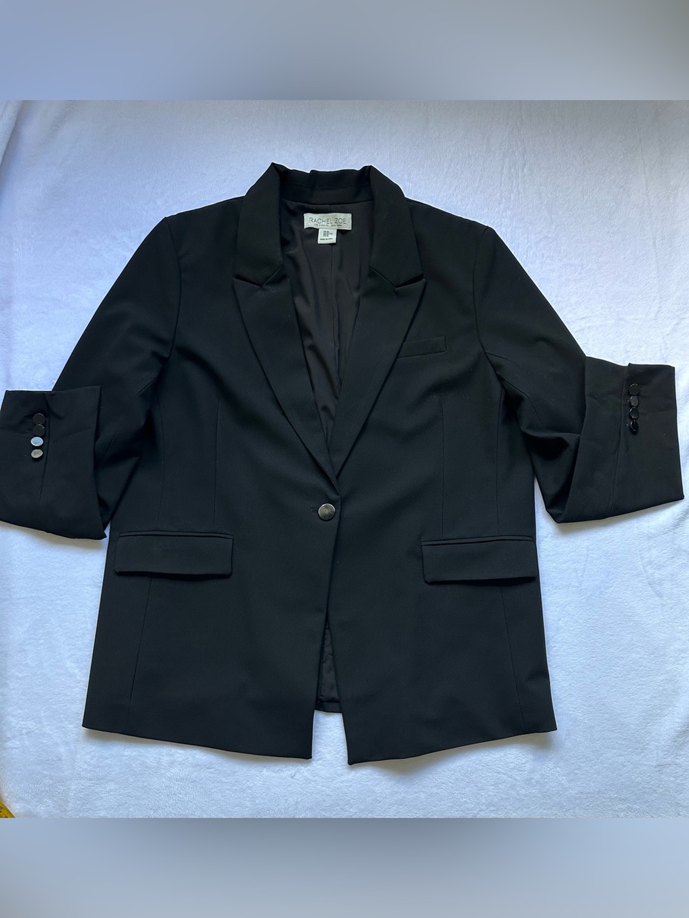 Rachel Zoe Black Single-Button Blazer with Notch Lapel